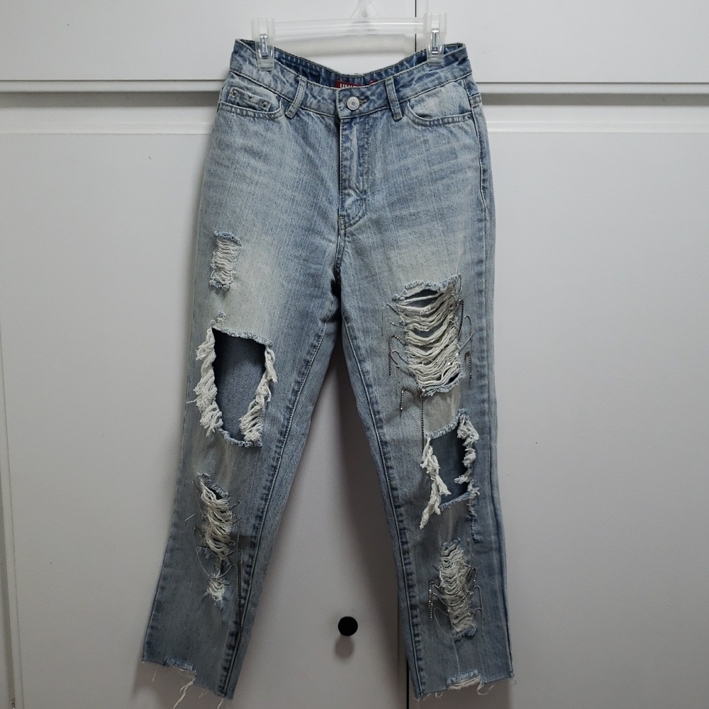 Ripped Light Denim Boyfriend Jeans - Girlfriend Fit - Picture 2 of 13